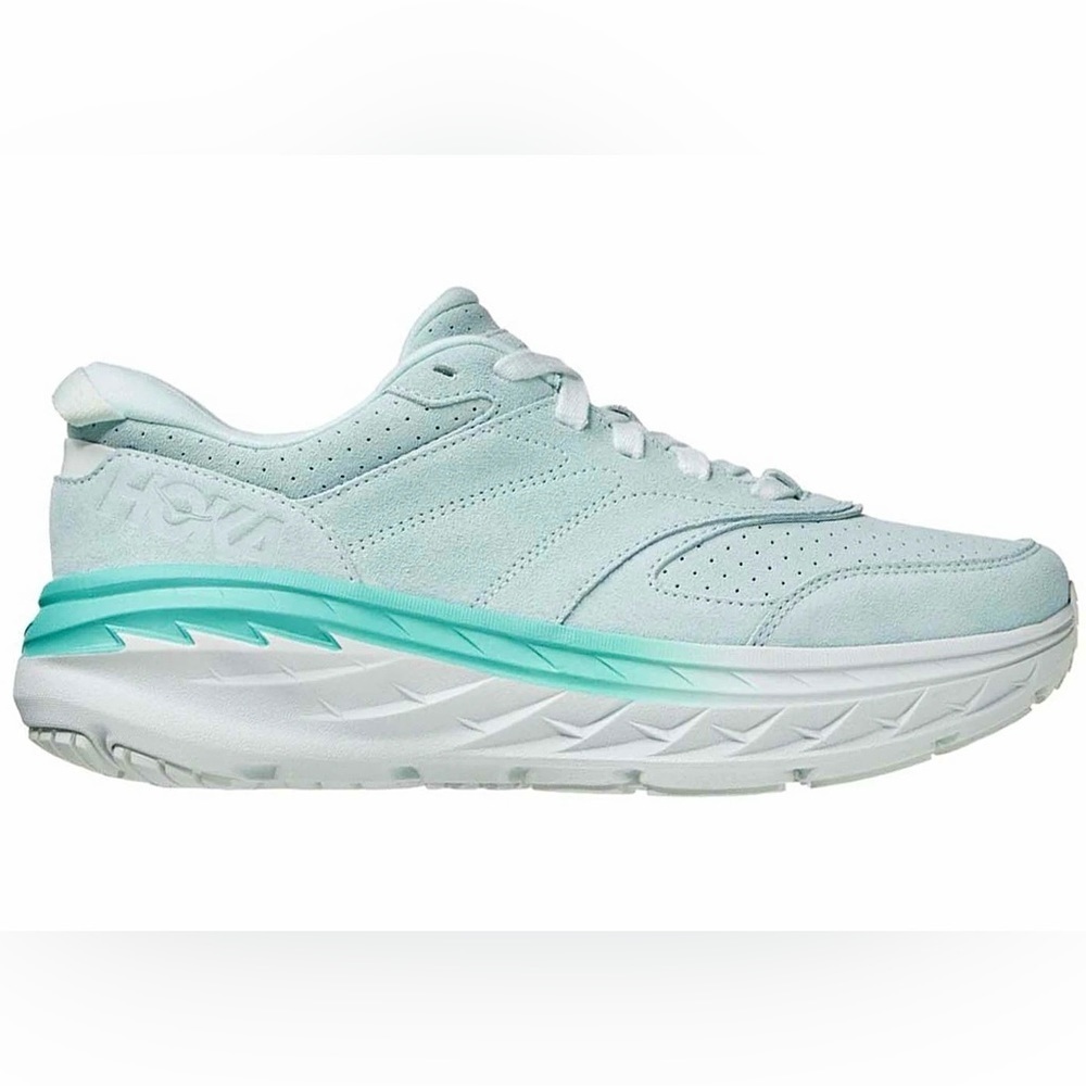 NWT Hoka Bondi L SUEDE Leather U Unisex , Blue Glass / Atlantis Cushioned Shoes